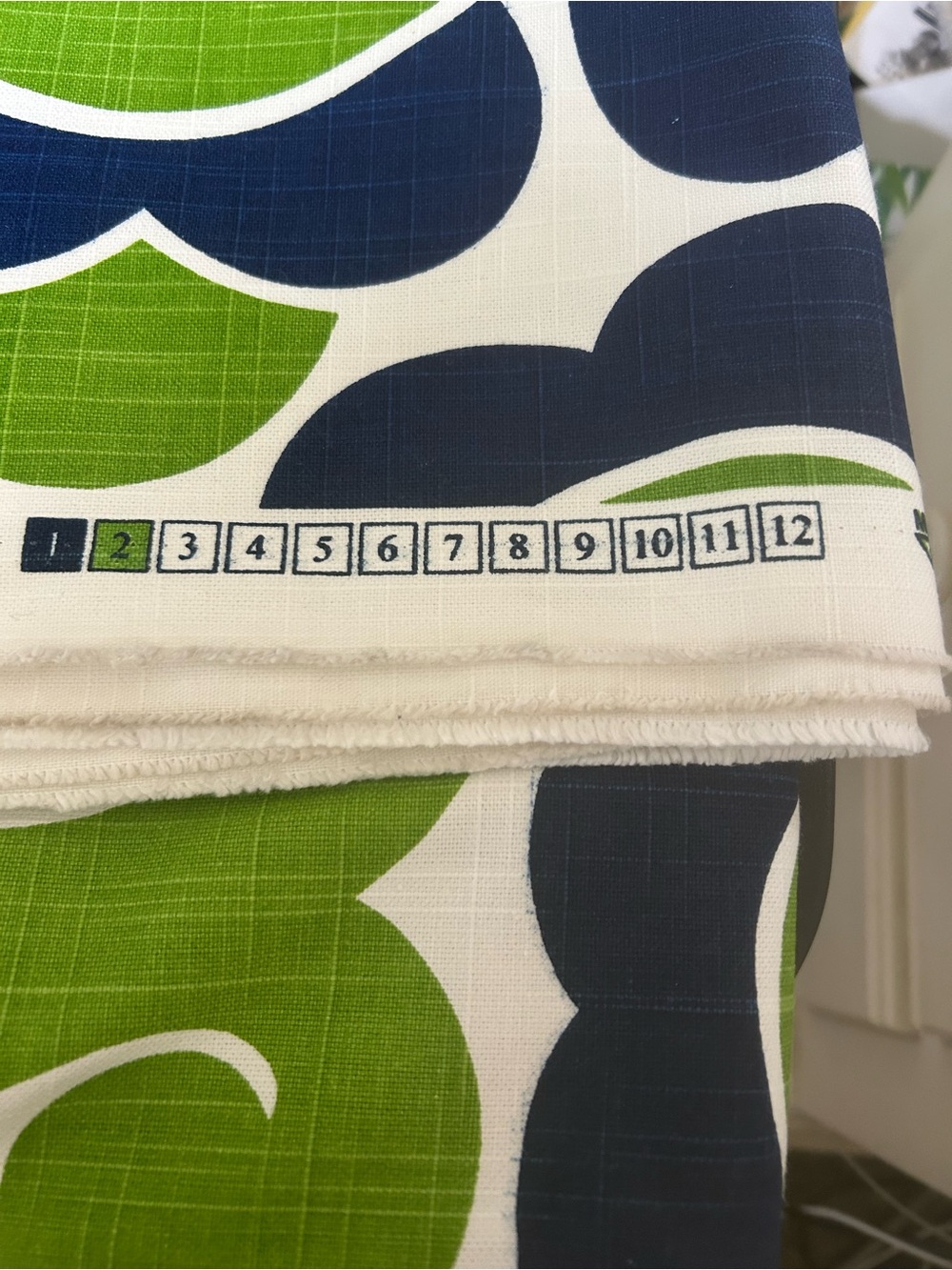 Vintage Chris Stone Mod Geometric Patterned Upholstery Fabric. Blue and Green - Picture 6 of 10